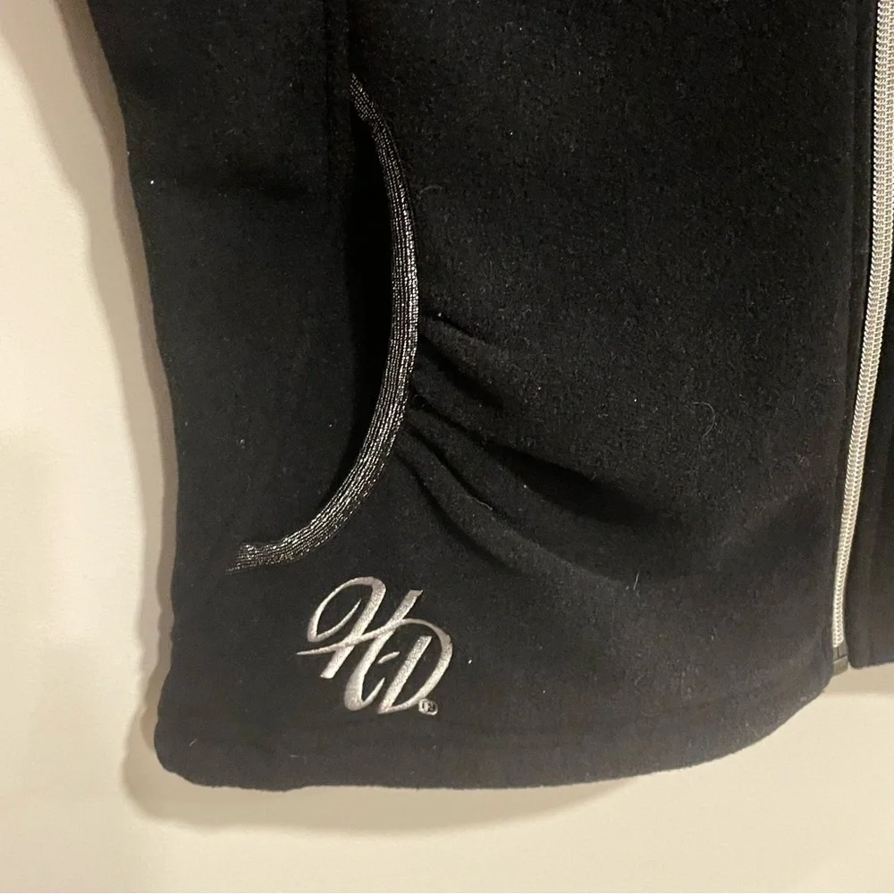 HARLEY DAVIDSON Fleece Embroidered Full Zip Jacket - Black Size Medium - Picture 3 of 10